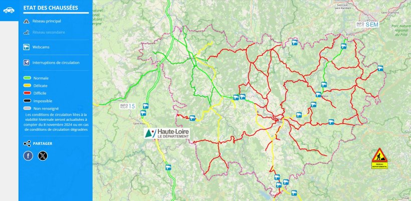 Circulation difficile sur plusieurs axes routiers ce mercredi 27 mars en Haute-Loire