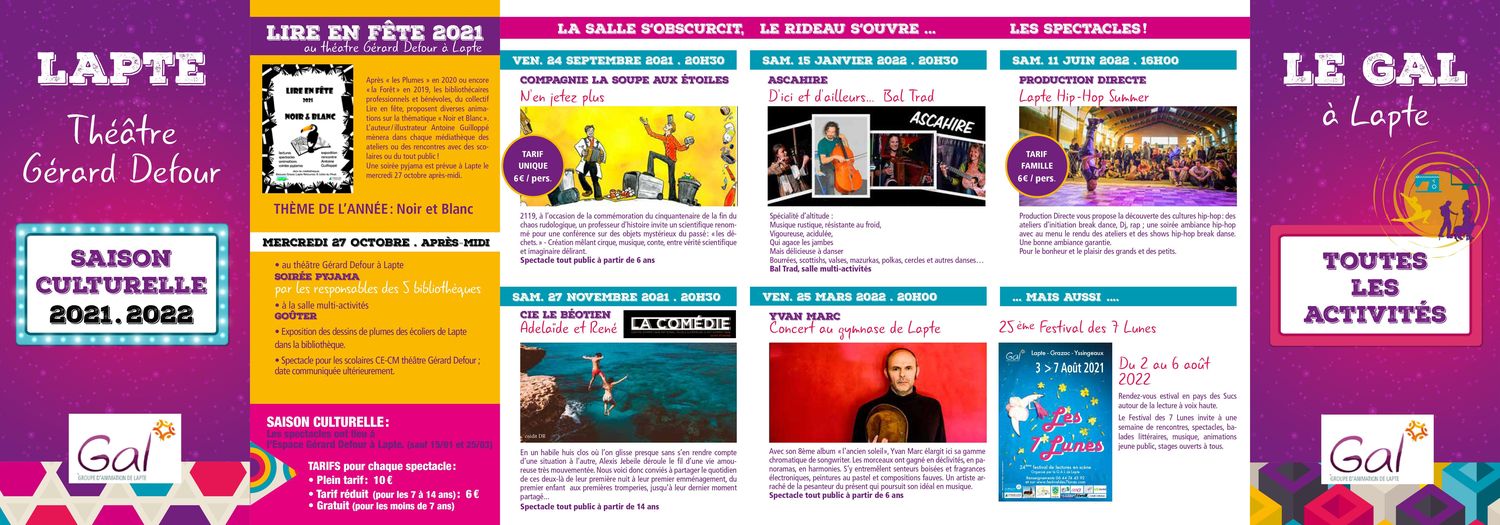 Programmation saison culturelle du GAL de Lapte Programmation saison culturelle du GAL de Lapte