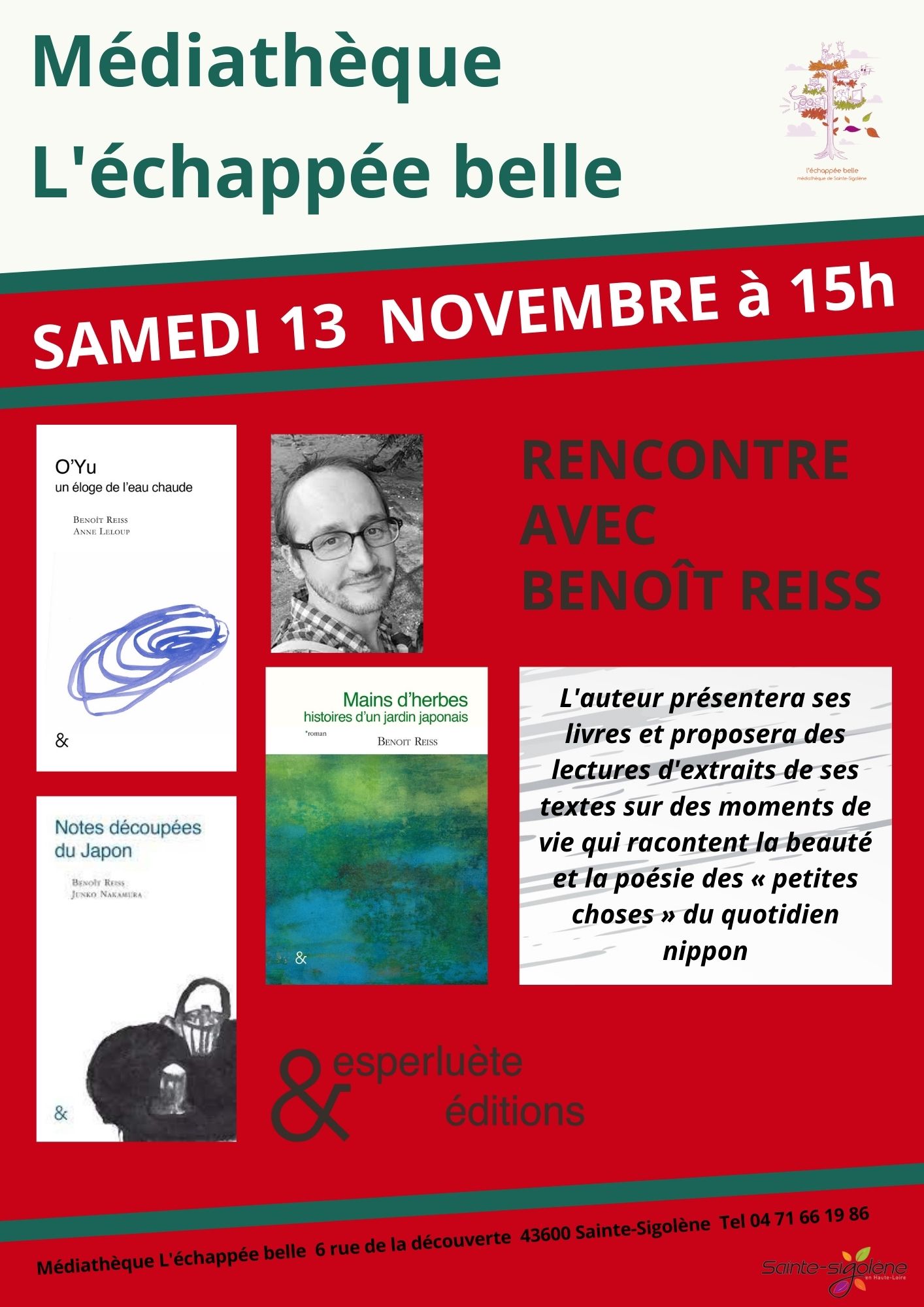 EVE_rencontreavecl'auteurbenoîtreiss_saintesigolene EVE_rencontreavecl'auteurbenoîtreiss_saintesigolene