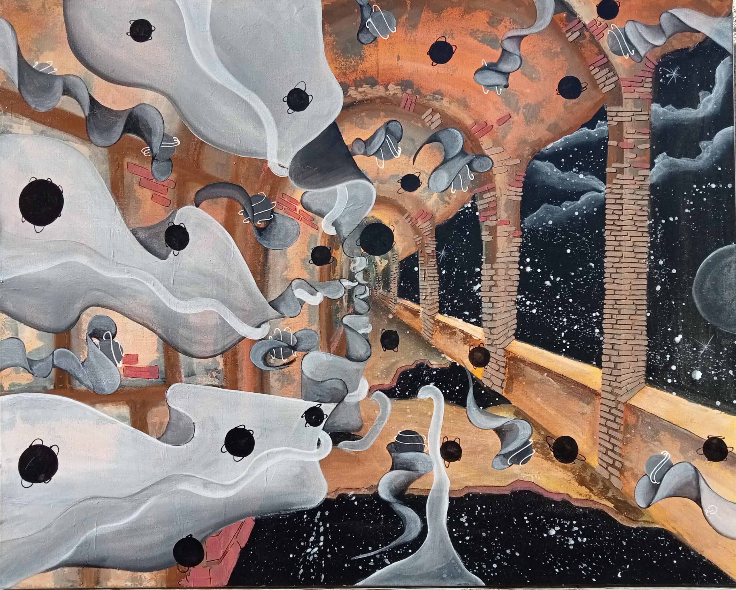 EVE-Exposittion Léa Paluska-Oeuvre intitulée Le cloître perdu dans l’espace