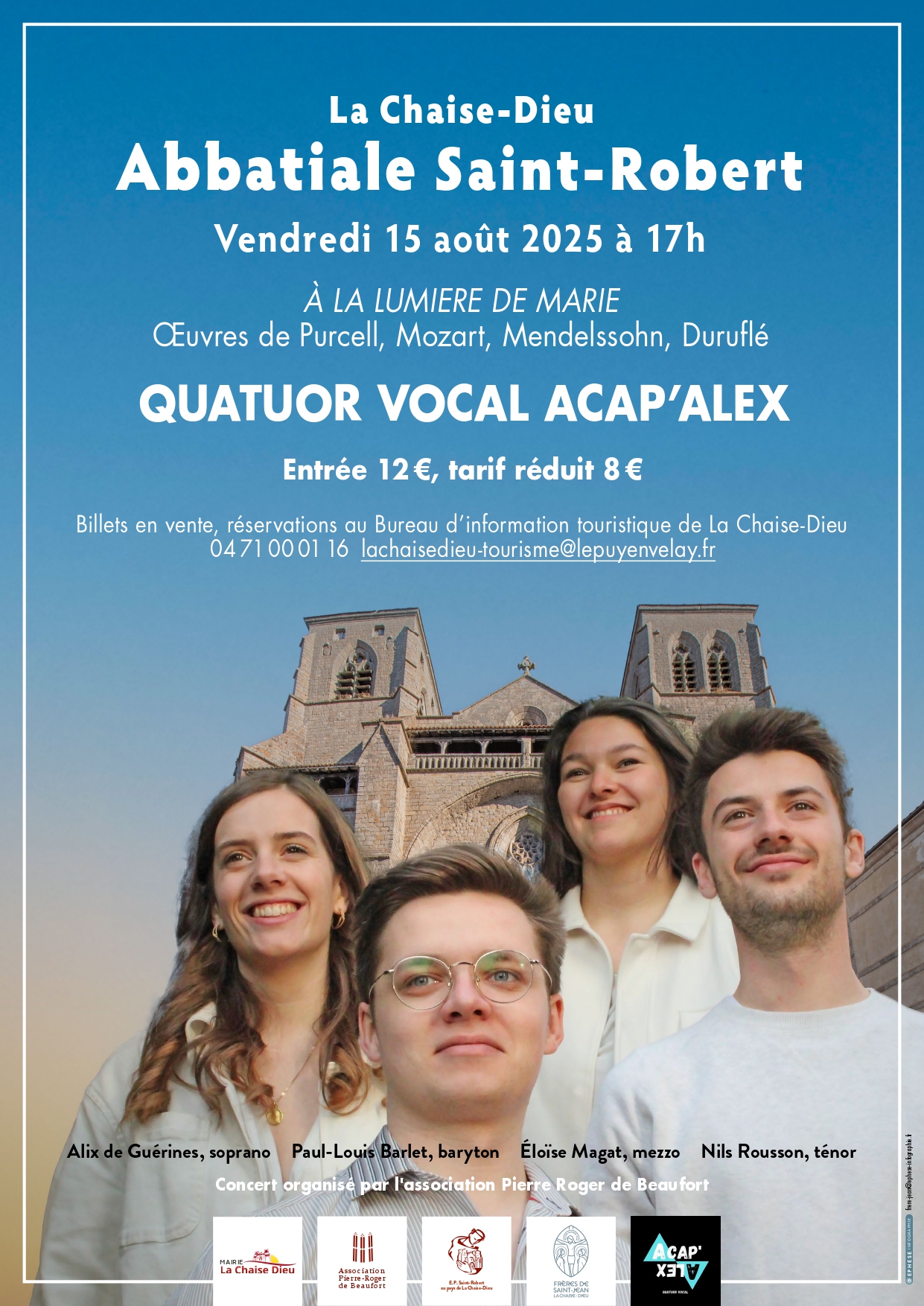 Concert "A la Lumière de Marie"  Quatuor vocal Acap'Alex_La Chaise-Dieu-affiche