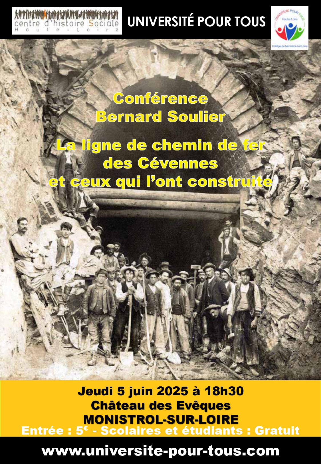 CONFERENCE UPT "Un regard sur l'Histoire Sociale en Haute-Loire" : La ligne de chemin de fer des Cévennes_Monistrol-sur-Loire