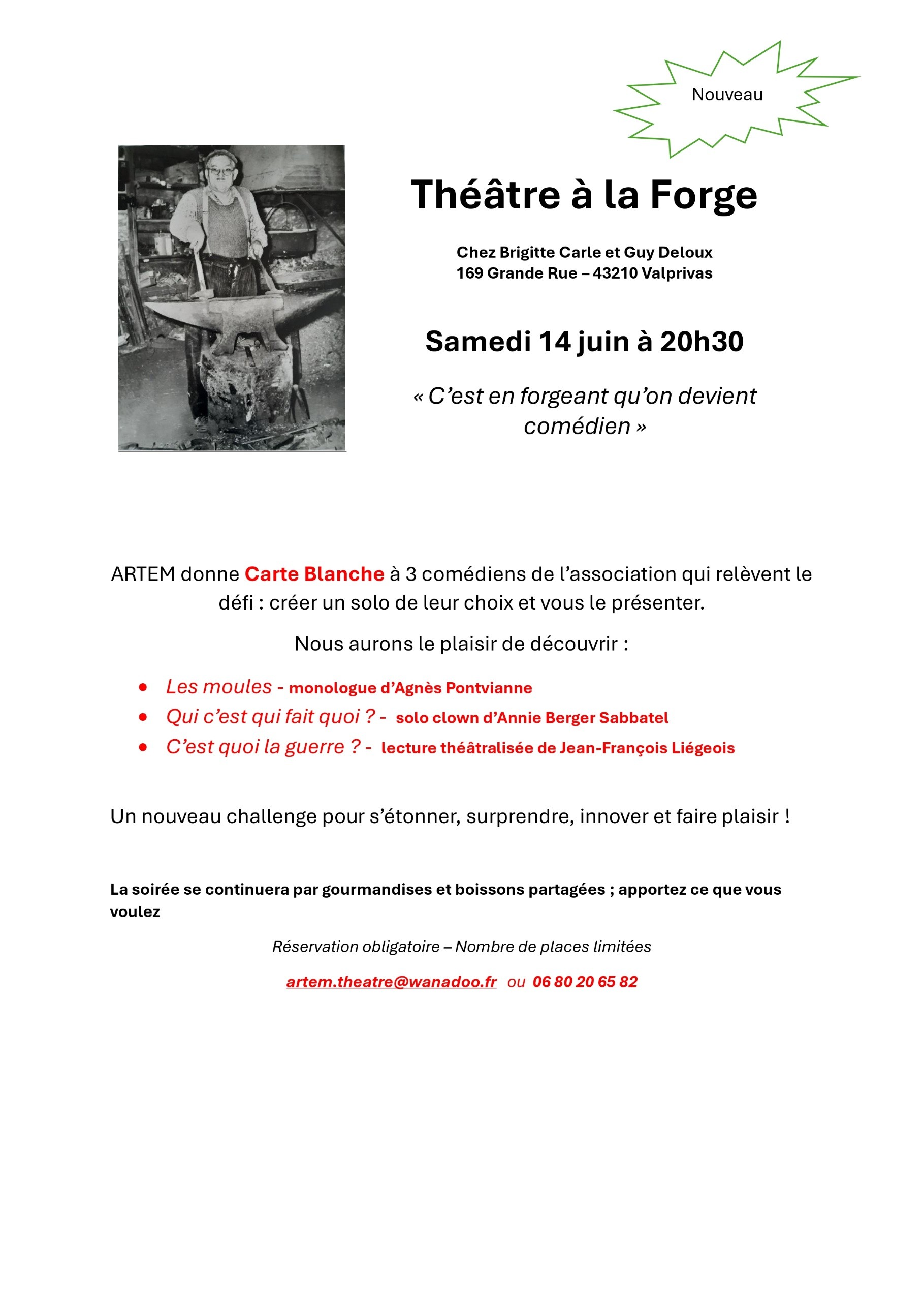 Théâtre à la Forge "c'est en forgeant qu'on devient comédien"_Valprivas