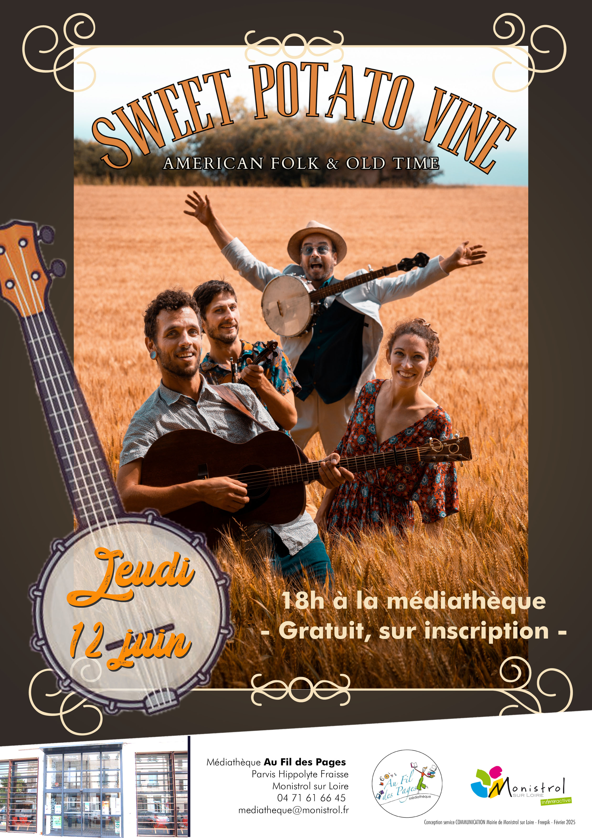 Médiathèque Au Fil des Pages : Concert Sweet Potato Wine_Monistrol-sur-Loire