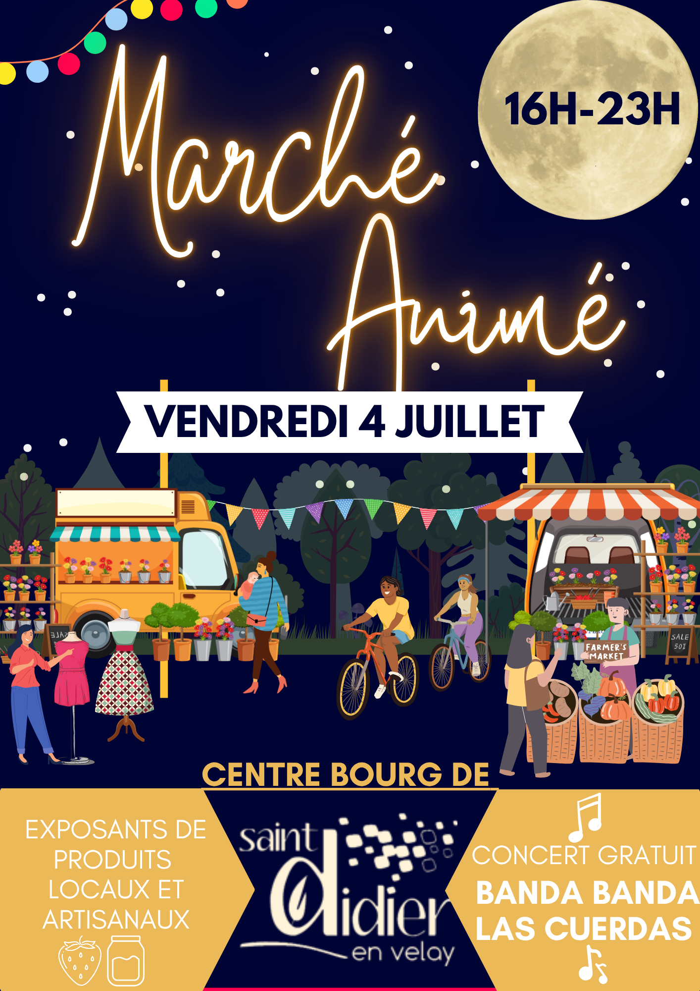 Marché animé nocturne_Saint-Didier-en-Velay