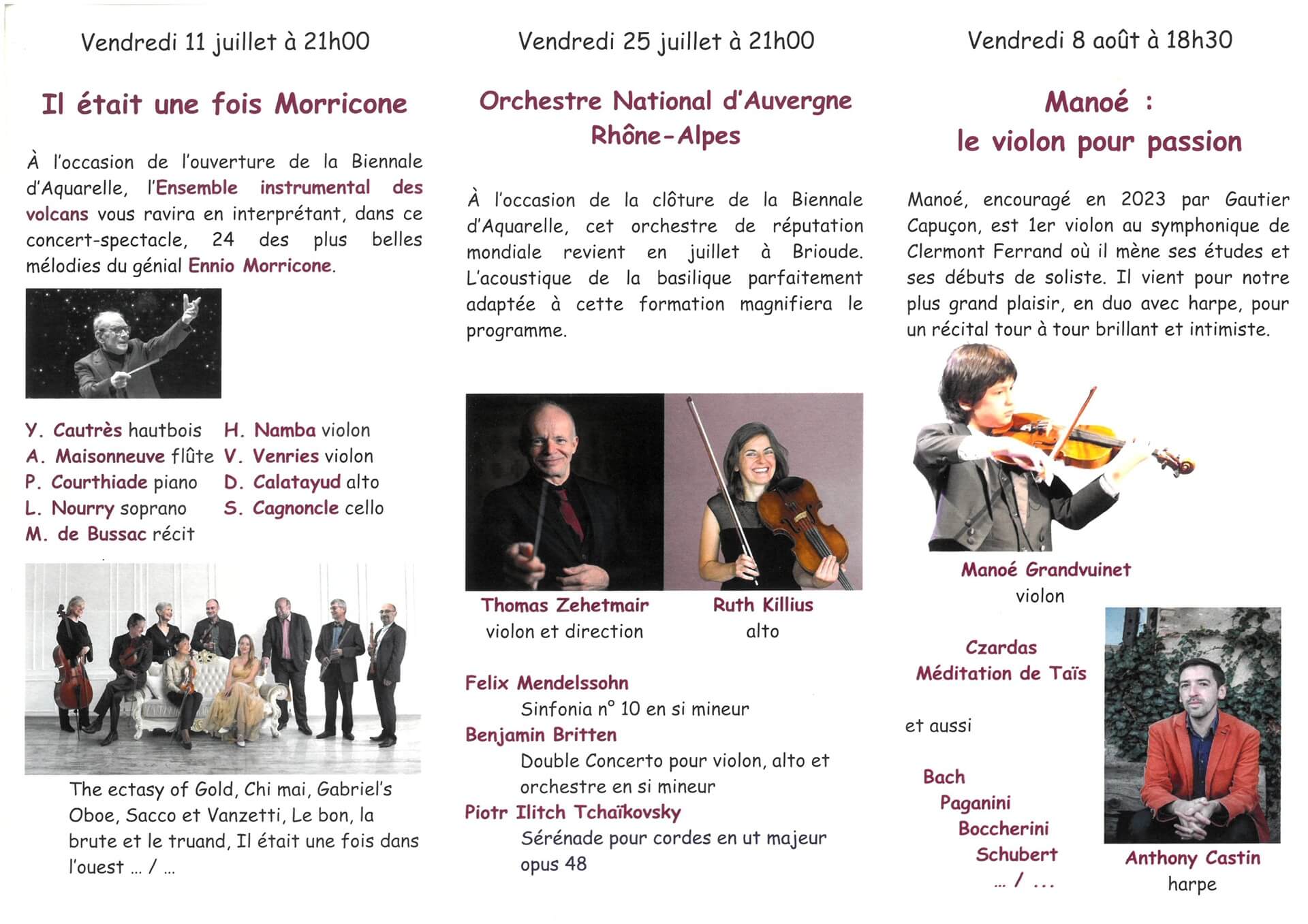 Programme proposé par les Amis de la Basilique