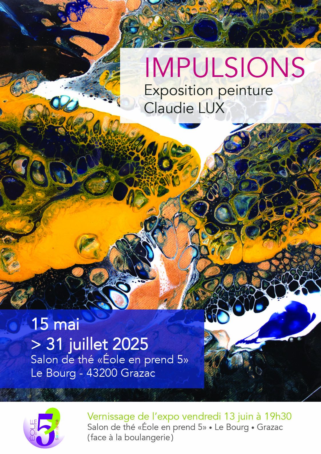 Exposition de peintures "IMPULSIONS" de Claudie LUX_Grazac