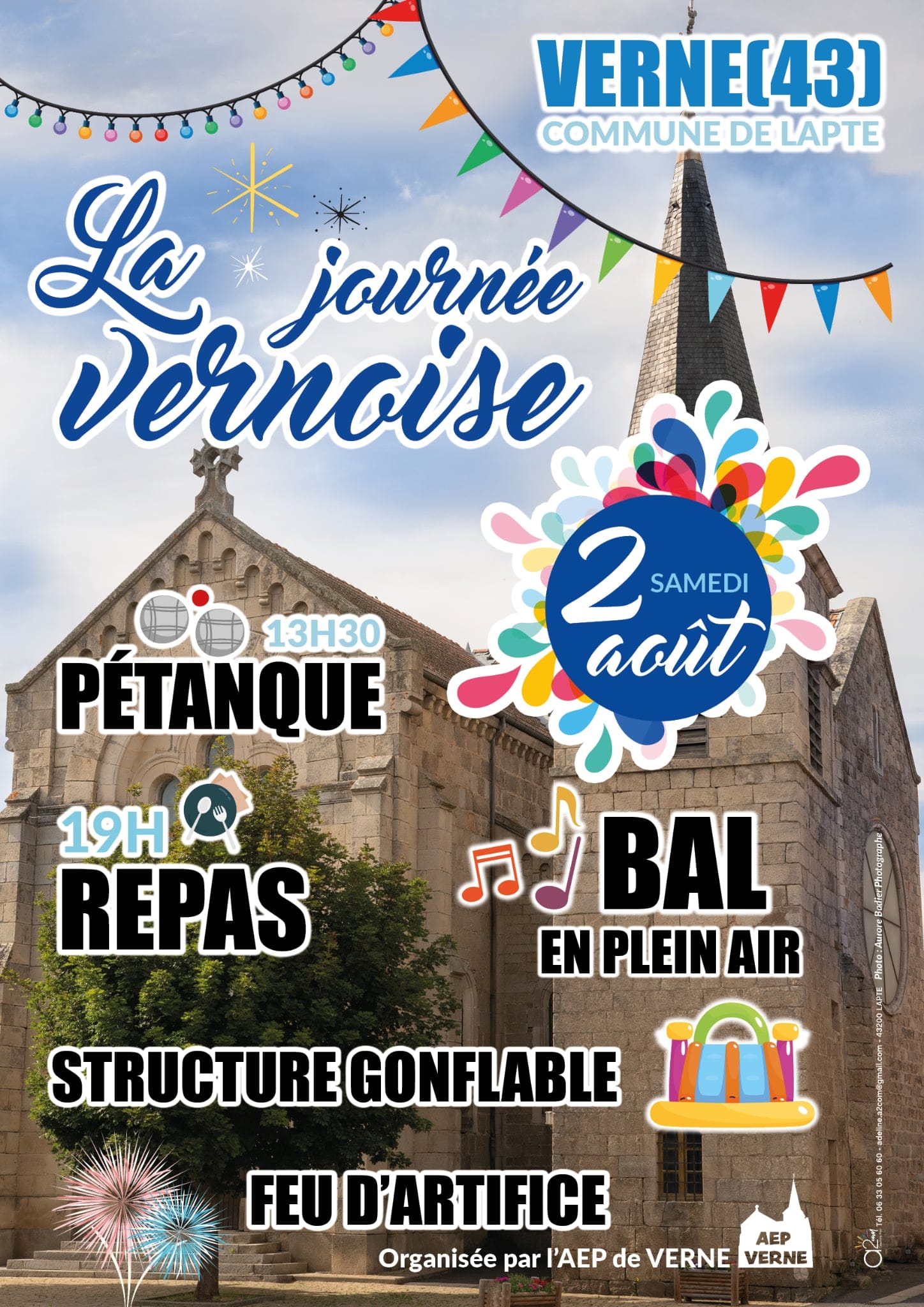 Journée Vernoise avec pétanque, Repas, Bal et Feu d'artifice_Lapte