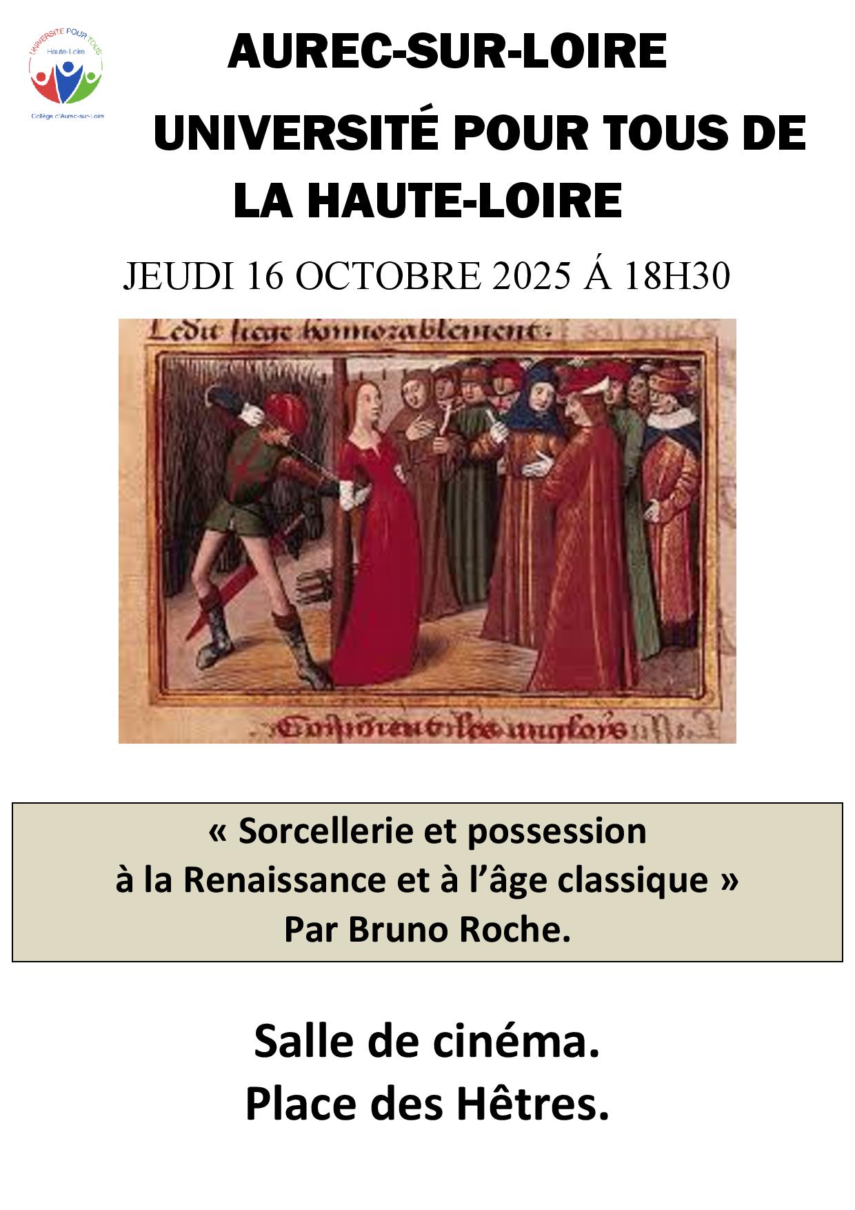 Conférence "Sorcellerie et possession à la Renaissance et à l'âge classique"_Aurec-sur-Loire