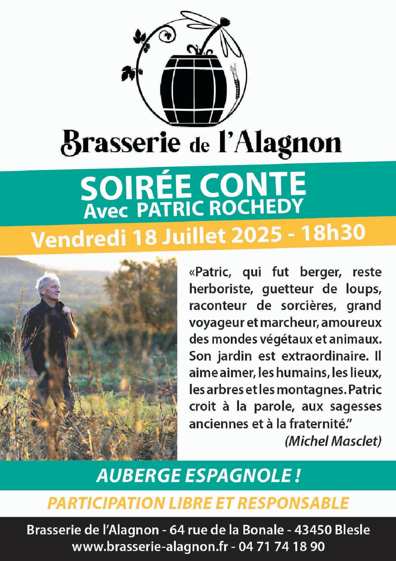 Soirée conte à la Brasserie de l'Alagnon_Blesle Soirée conte à la Brasserie de l'Alagnon_Blesle