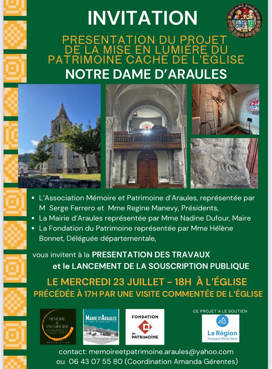 Présentation du projet et visite commentée de la Mise en valeur du patrimoine caché de l’église d’Araules_Araules