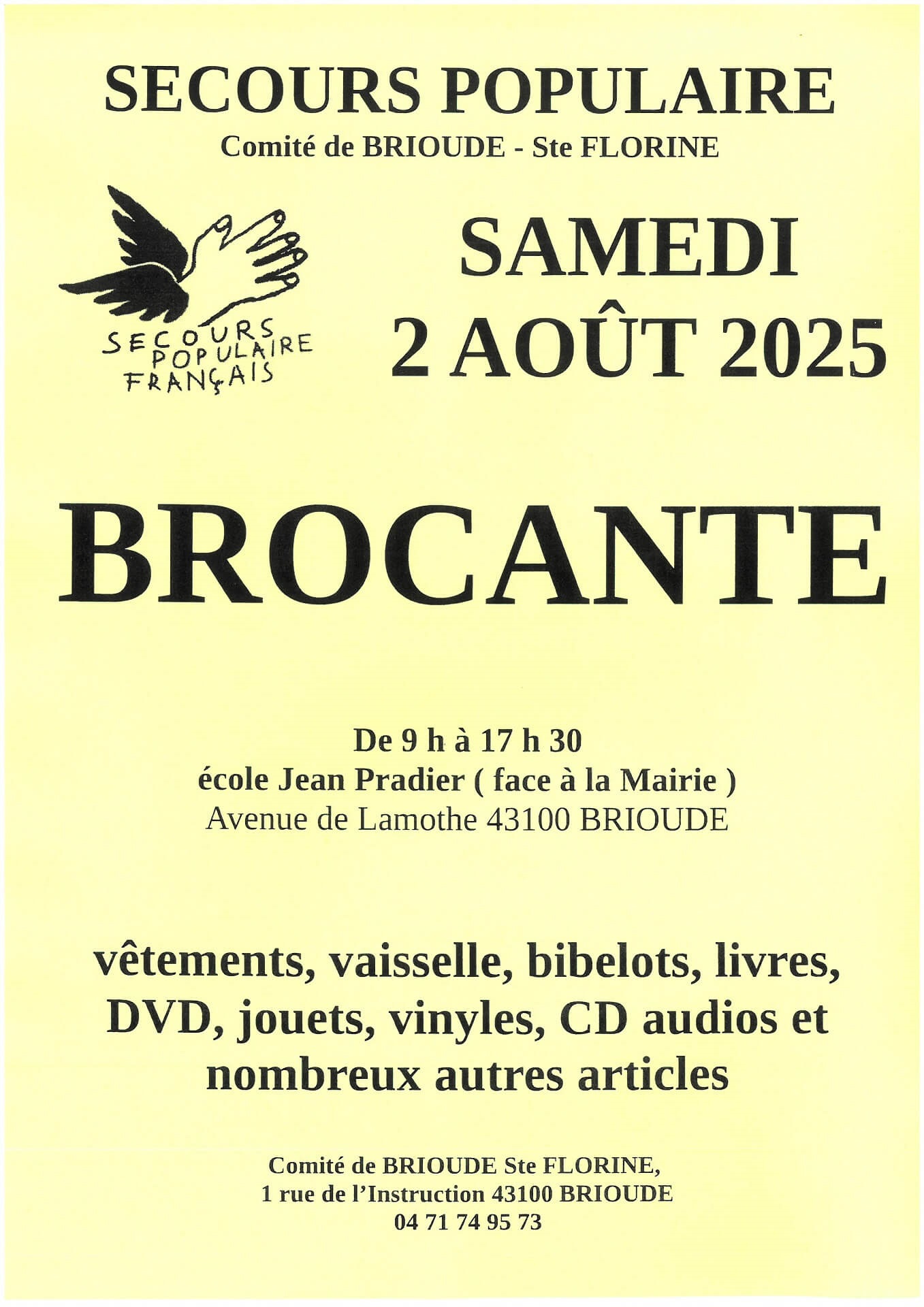 Brocante organisée par le secours populaire_
