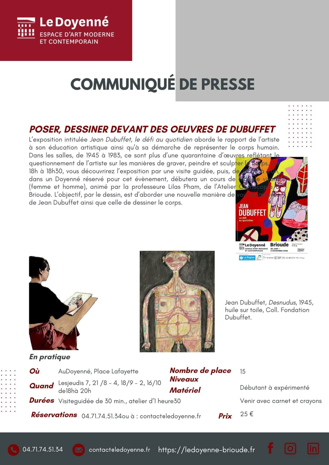Poser, dessiner devant des œuvres de Dubuffet_Brioude