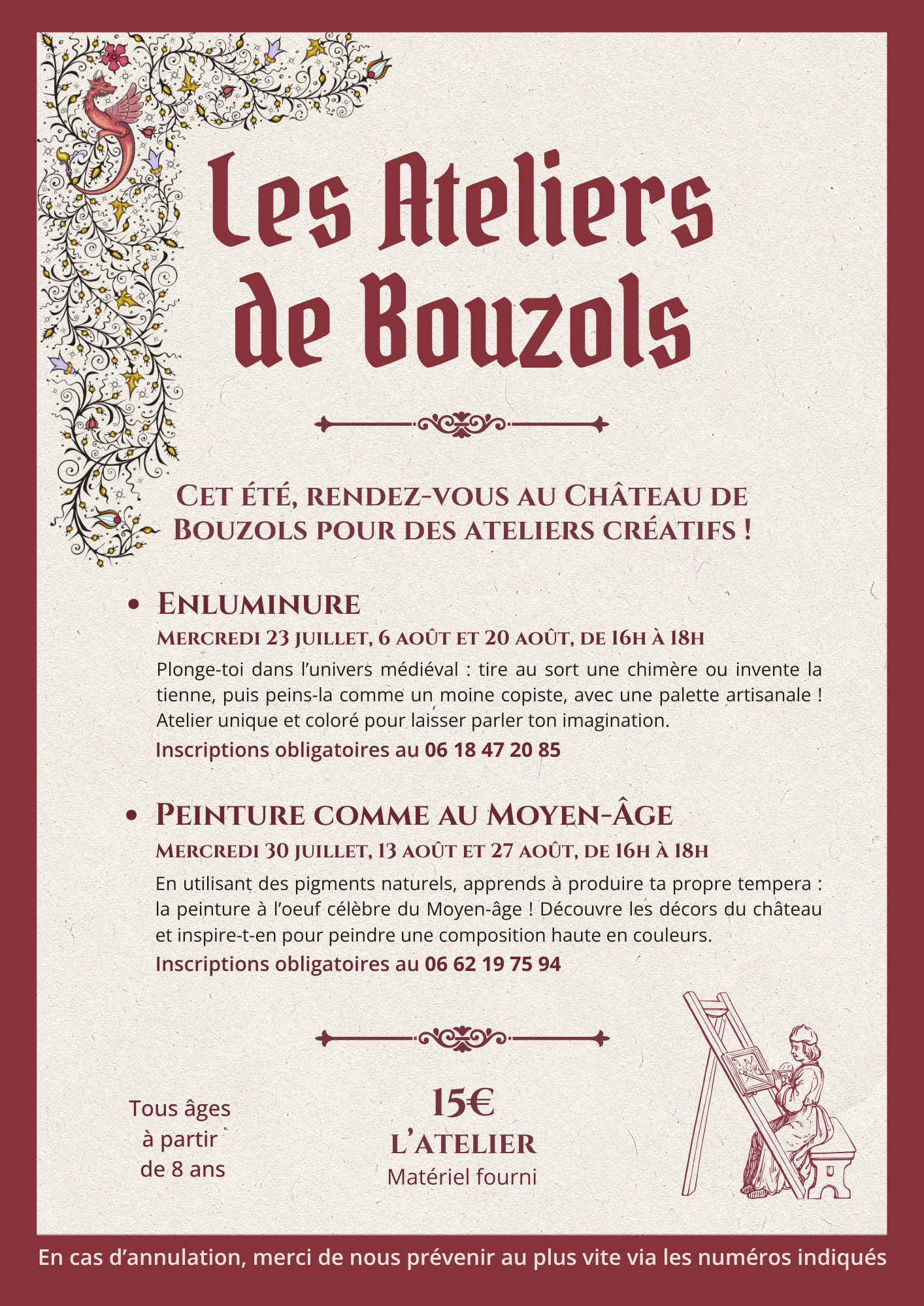 Atelier enluminure au château de Bouzols_Arsac-en-Velay Atelier enluminure au château de Bouzols_Arsac-en-Velay