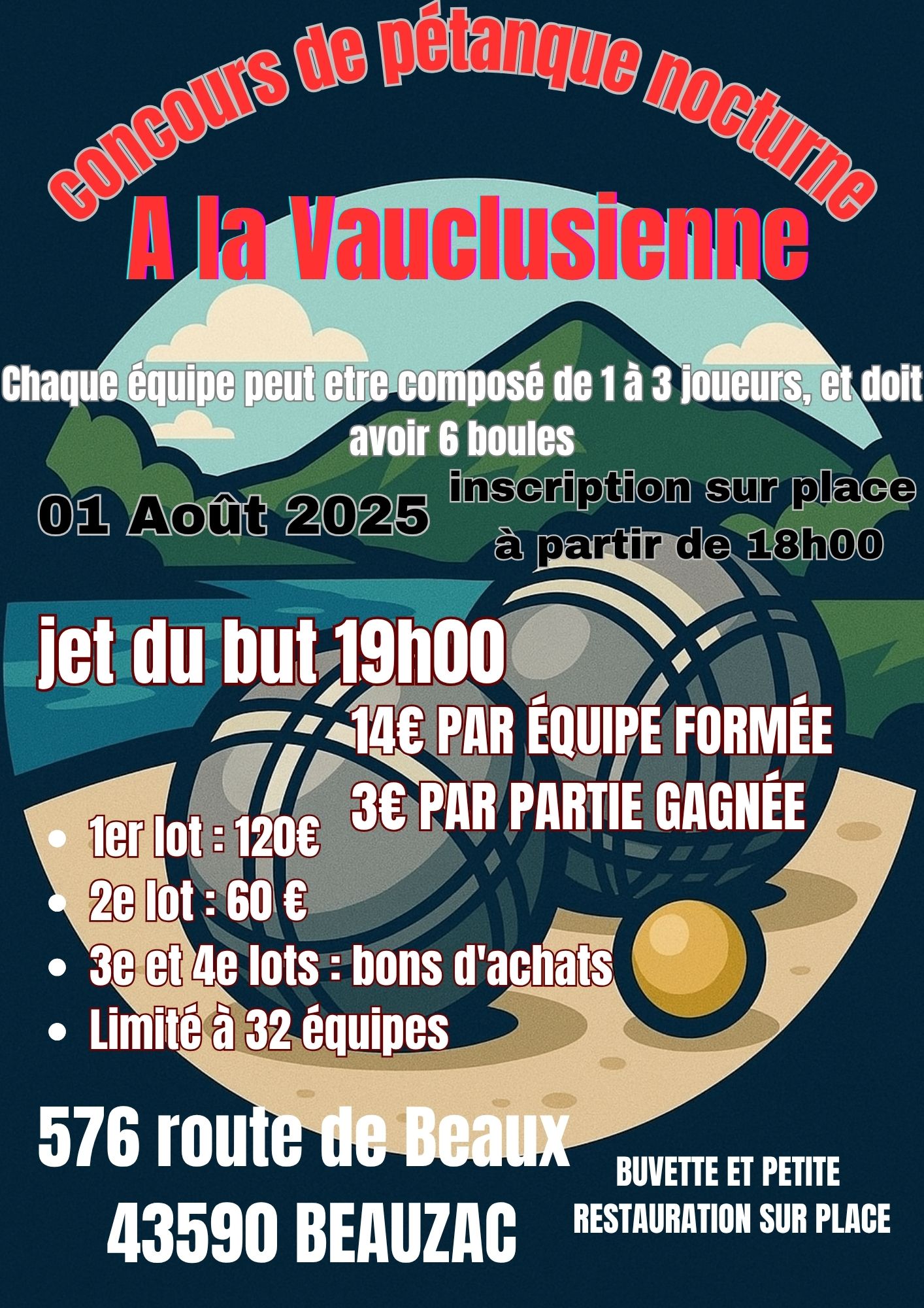 Concours pétanque nocturne à la vauclusienne_Beauzac