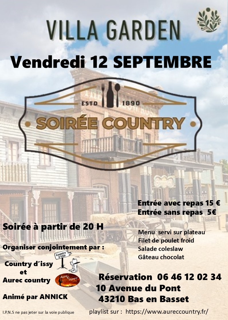 Soirée  country au Villa Garden_Bas-en-Basset