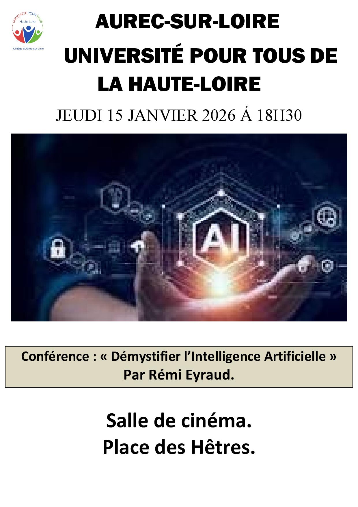 Conférence "Démystifier l'Intelligence Artificielle"_Aurec-sur-Loire