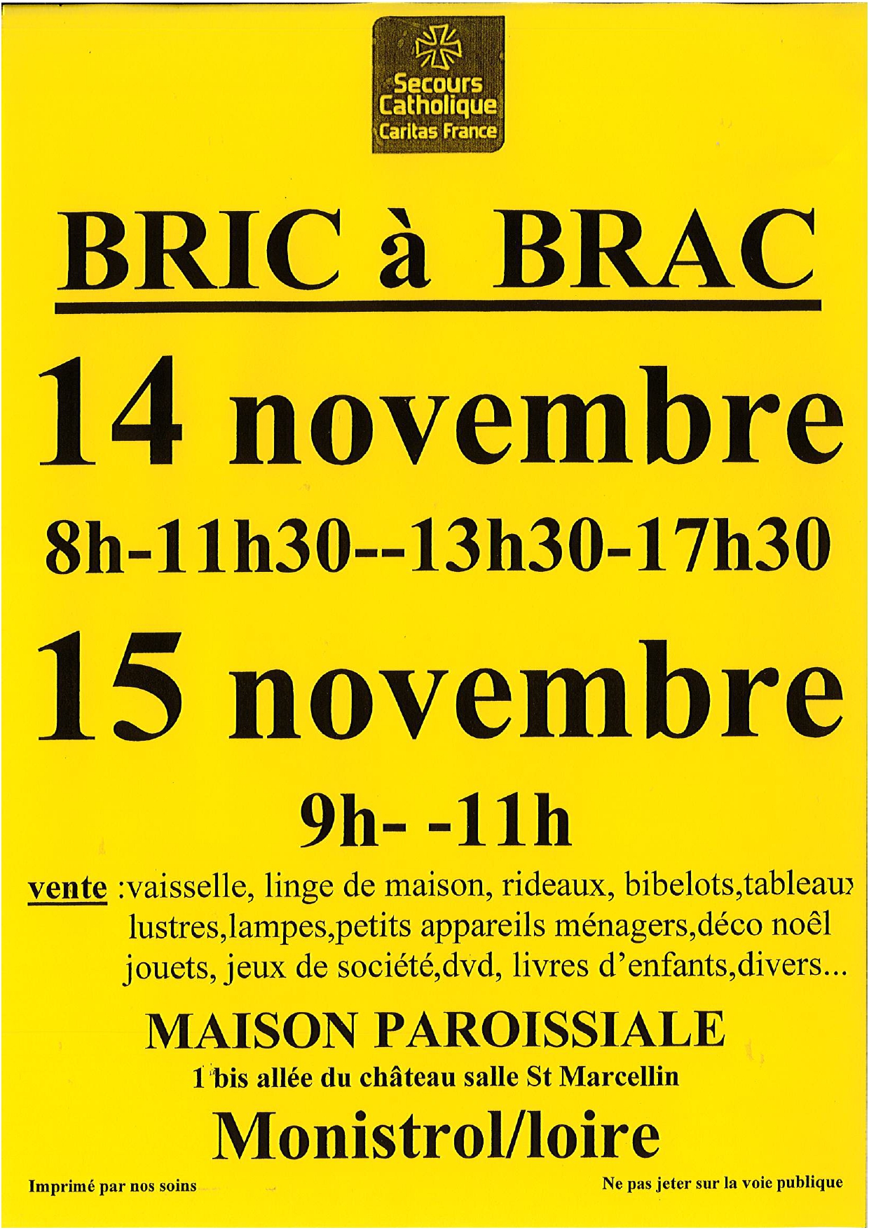 BRIC A BRAC DU SECOURS CATHOLIQUE_Monistrol-sur-Loire
