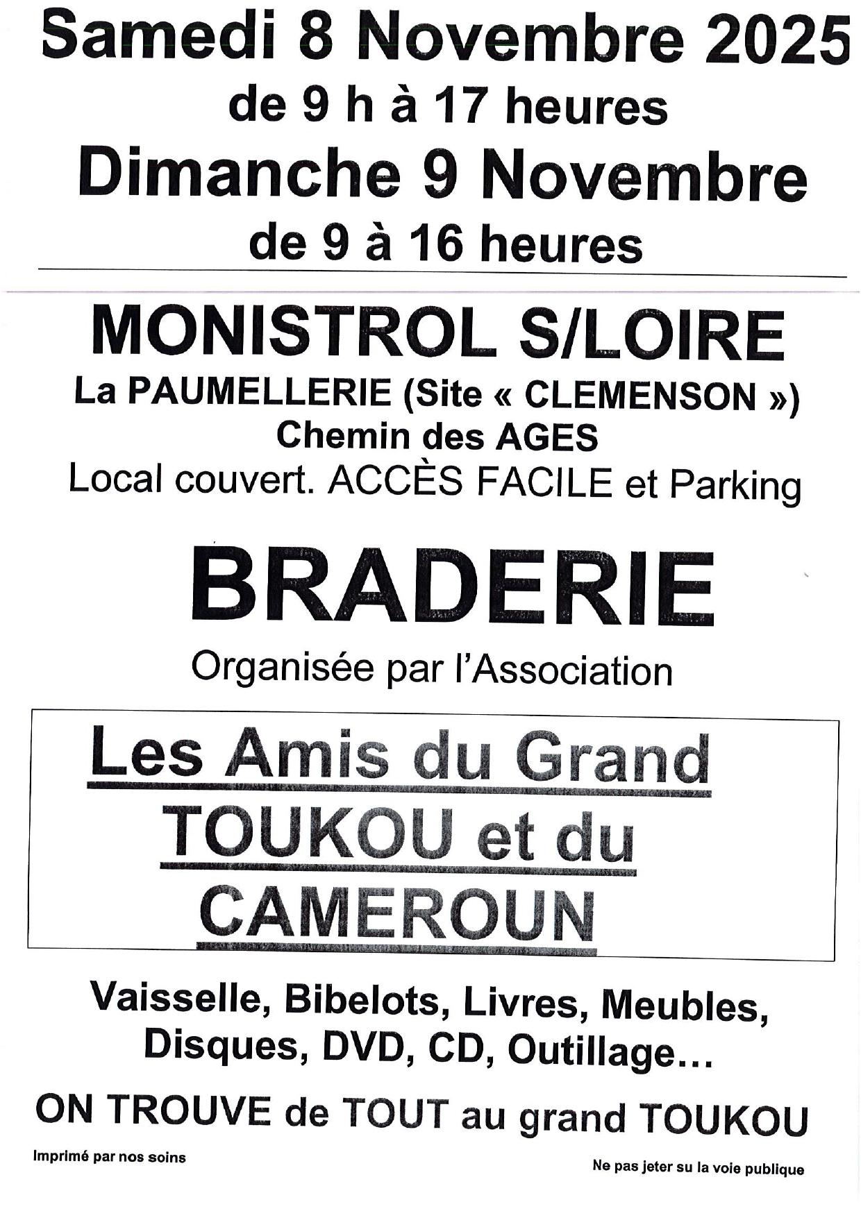 Braderie des Amis du Grand Toukou et du Cameroun_Monistrol-sur-Loire