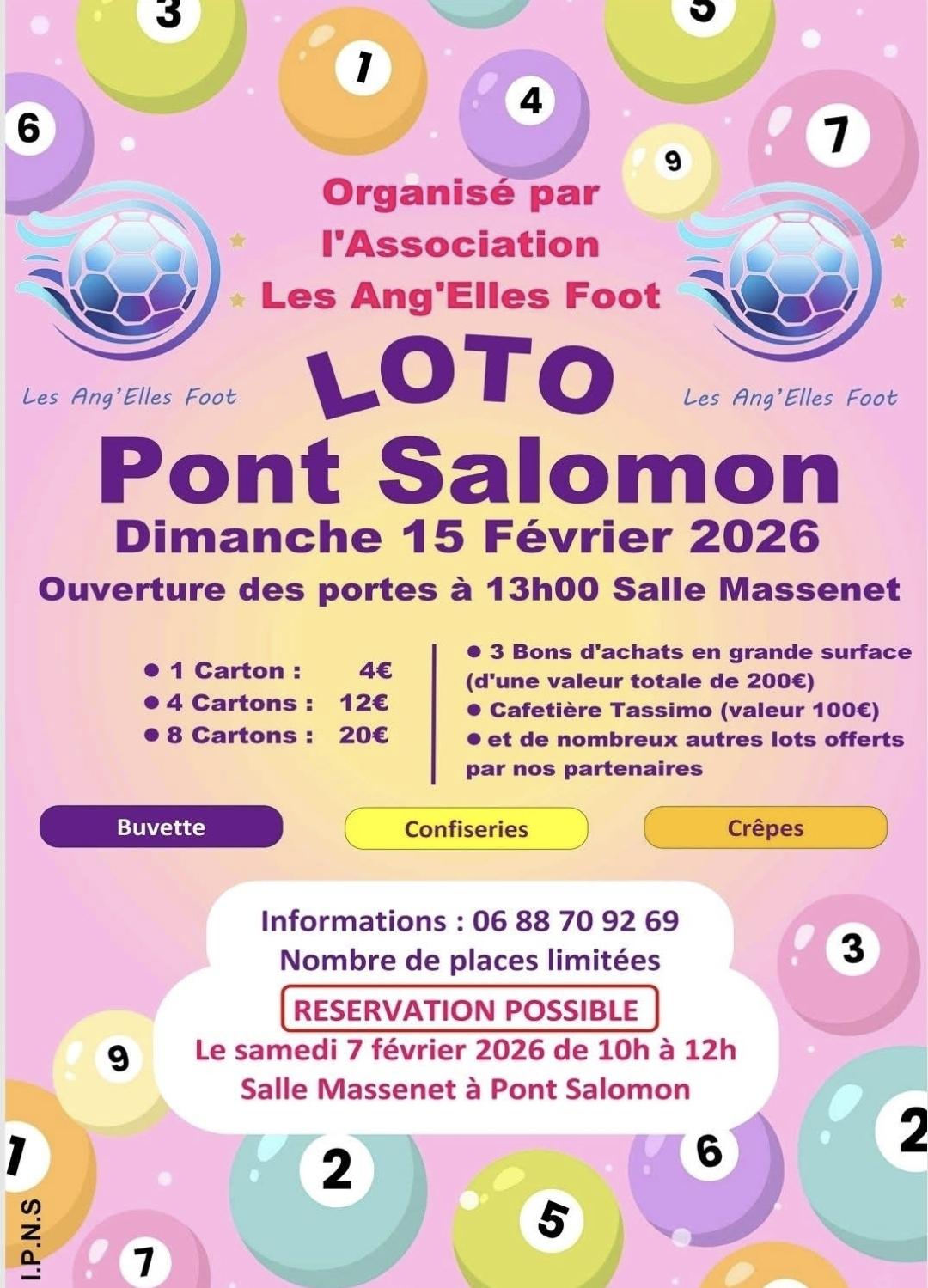 Réservations pour le Loto des Ang'elles Foot_Pont-Salomon
