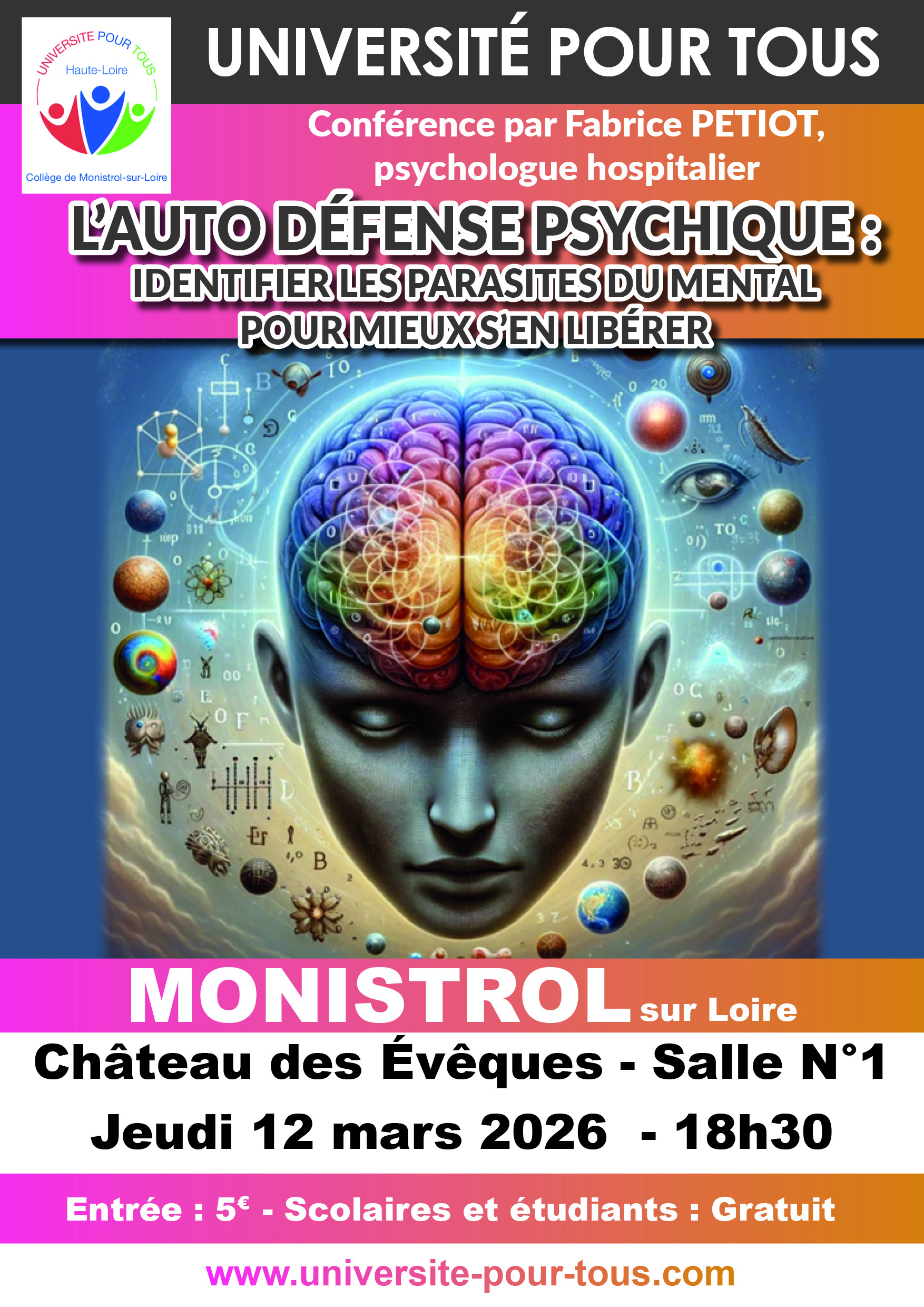 CONFERENCE UPT L'auto-défense psychique : identifier les parasites du mental pour mieux s'en libérer_Monistrol-sur-Loire