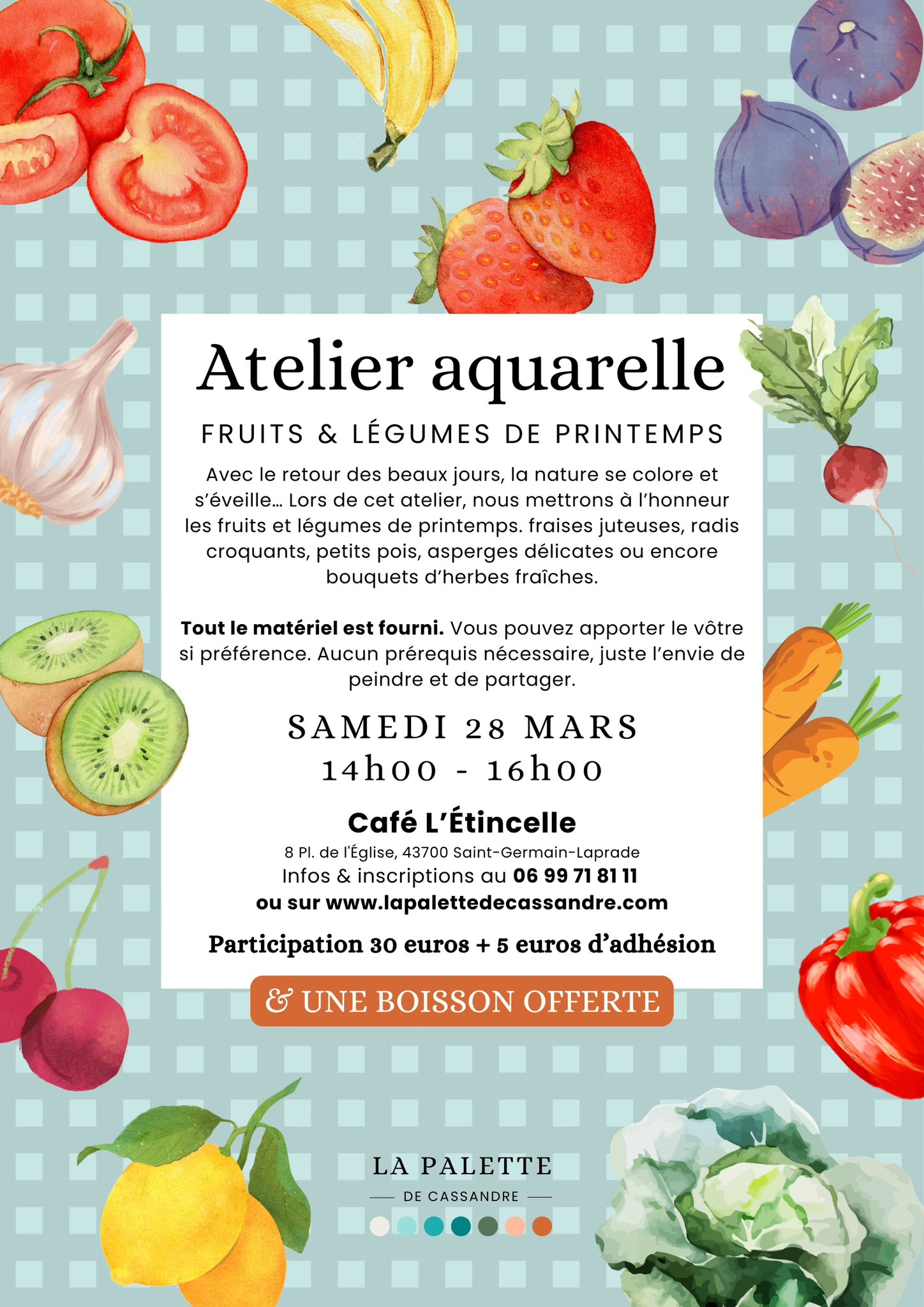 Atelier aquarelle : Fruits & légumes de printemps_Saint-Germain-Laprade