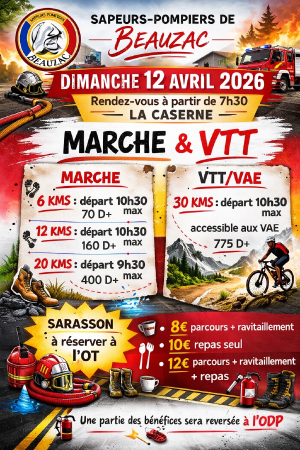 Marche, vtt, repas sapeurs pompiers_Beauzac