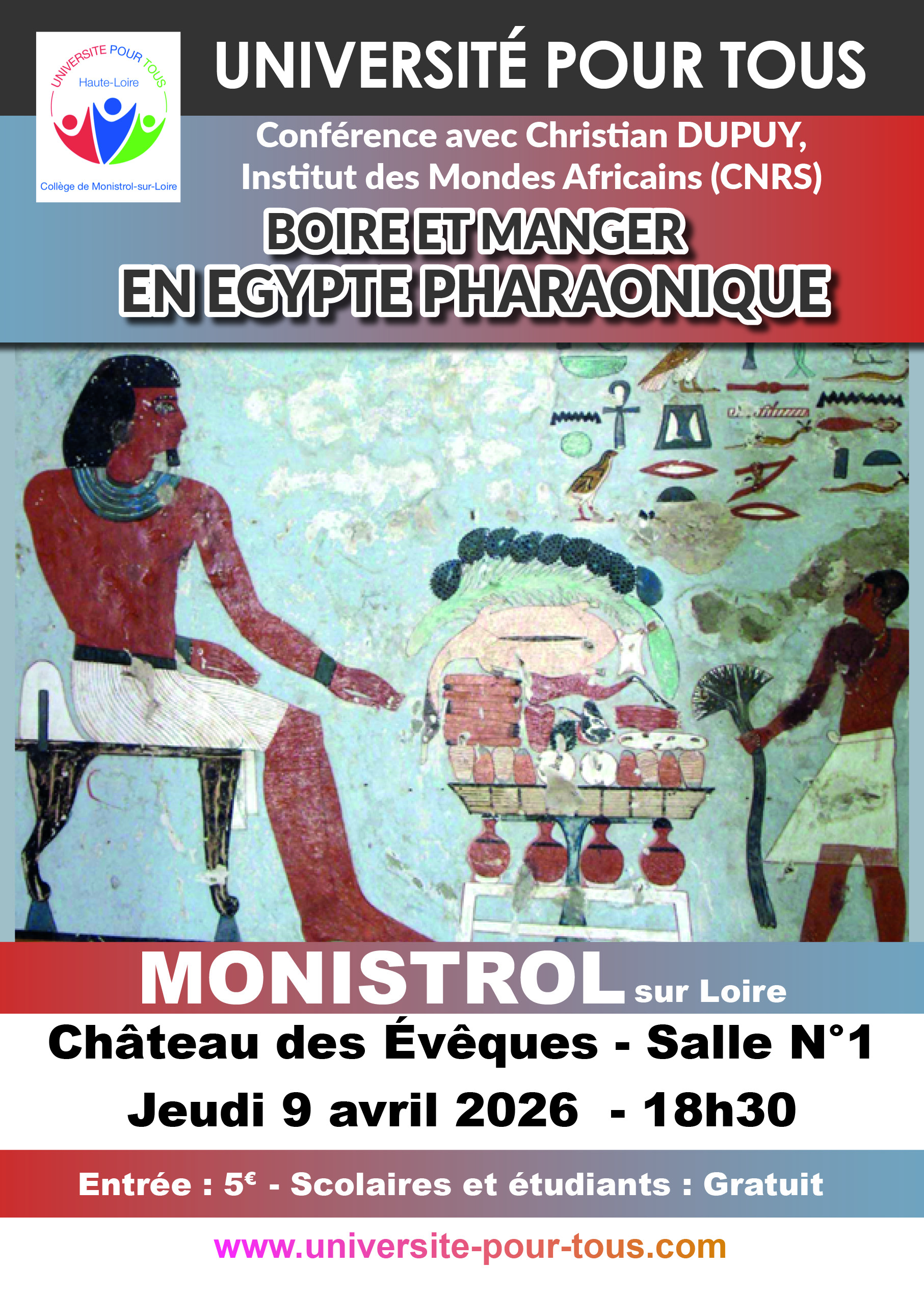 CONFERENCE UPT :  Boire et manger en Egypte pharaonique_Monistrol-sur-Loire