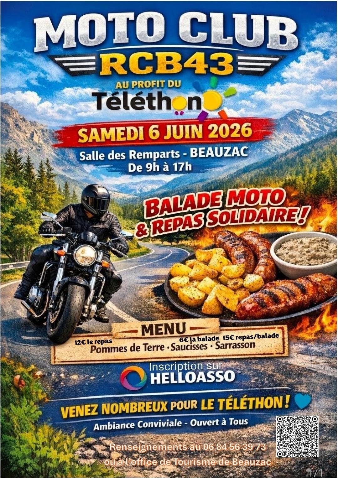 Téléthon balade moto et repas_Beauzac