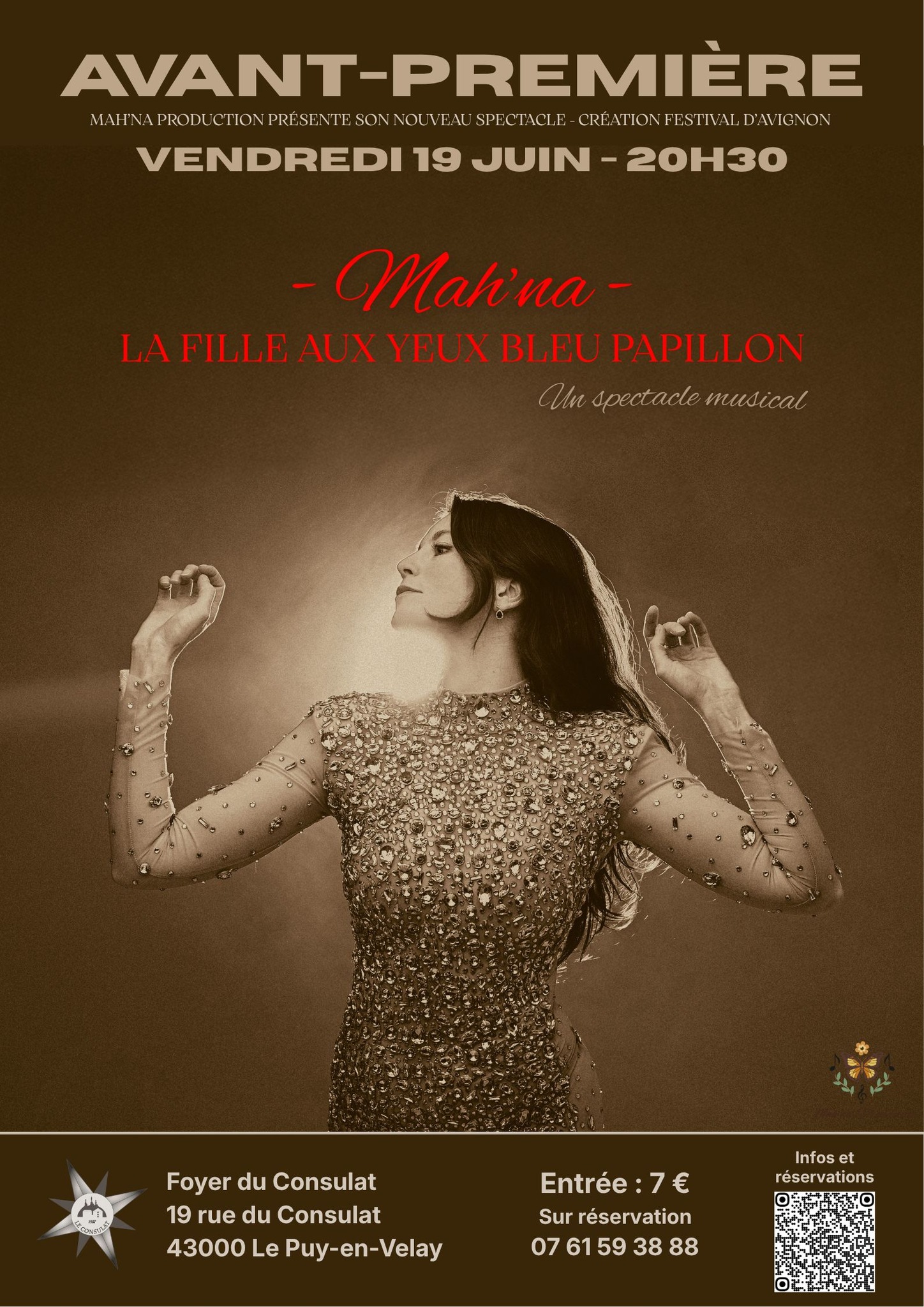 Spectacle : Mah'na « La fille aux yeux bleu papillon »_Le Puy-en-Velay
