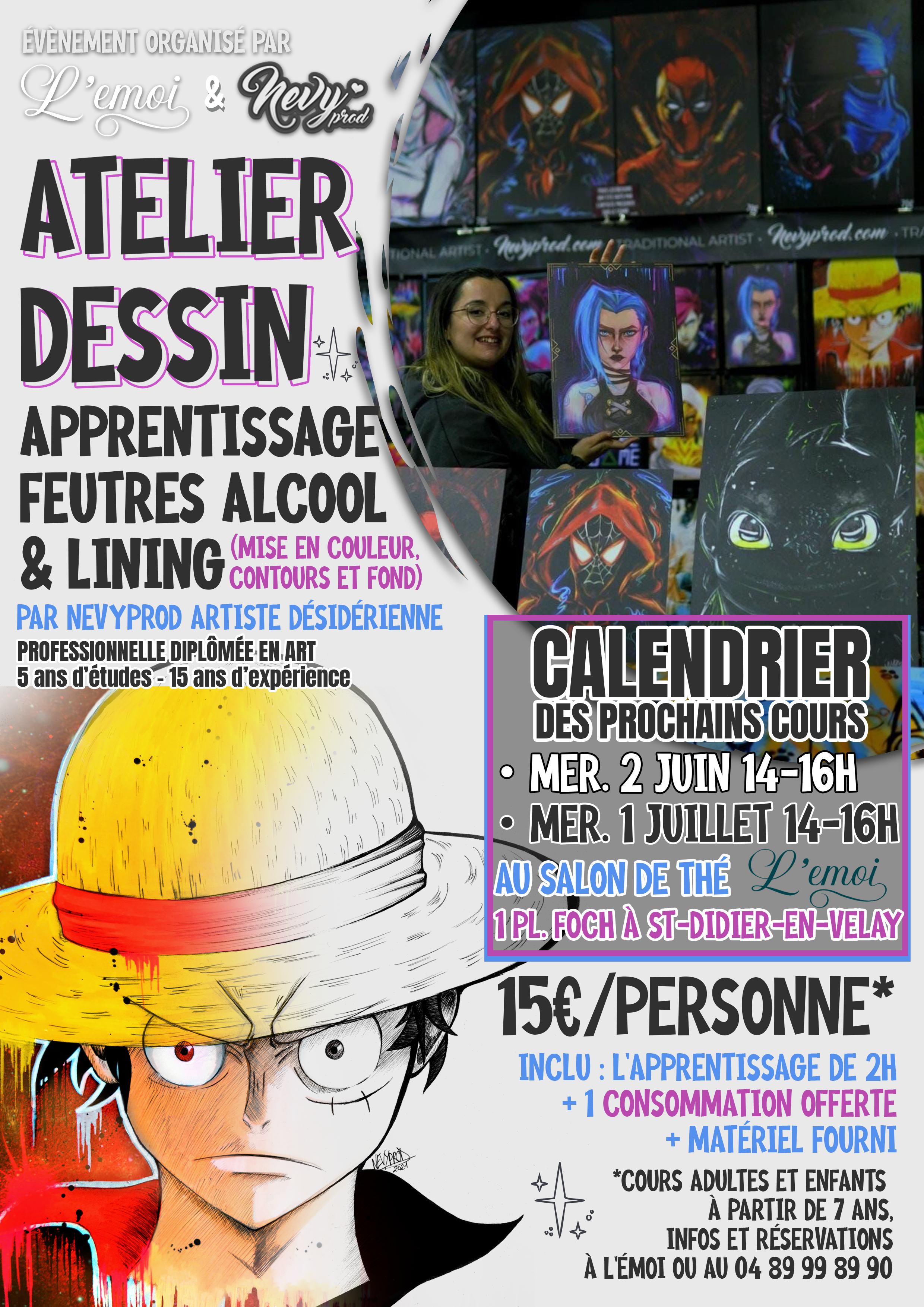 Atelier dessin - apprentissage aux feutres alcool et lining_Saint-Didier-en-Velay