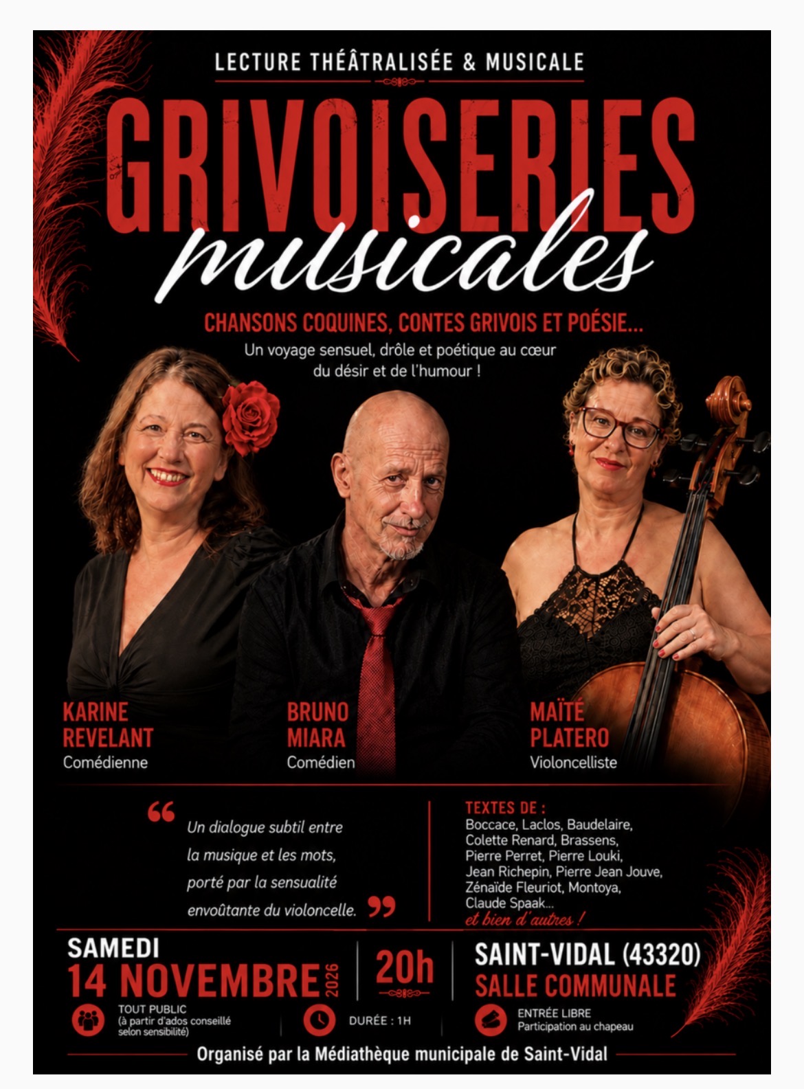 Lecture théâtralisée et musicale : « Grivoiseries musicales »_Saint-Vidal
