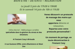 Les ateliers de l'Instant Cosy : Initiation à la réflexologie palmaire_Brioude