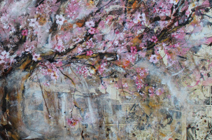 Exposition Boketto, peinture sur collage_Sainte-Sigolène