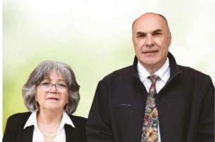 Suzanne Fourets et Bruno Roule, candidats RN sur le canton d'Aurec-sur-Loire.