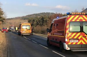 Sur les lieux de l'accident à Saint Julien du Pinet le 5 mars 2022.