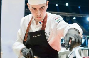 Le chef Paul Marcon, ultra concentré pour le Bocuse d'or Europe 2024. 