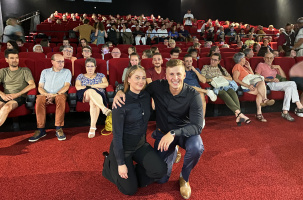 Les réalisateurs, Marina Golenko et Titouan Monnier, avant le lancement du long métrage.