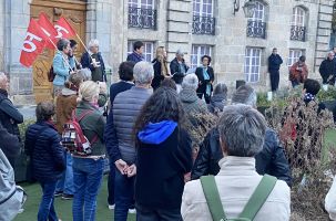 La FSU, CGT, Sud et l'Unsa, sans couleur, juste unis devant le drame d'Arras.