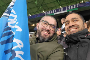 Les supporters  du match Le Puy Foot - Stade Rennais au stade Geoffroy-Guichard