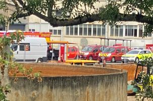 Les sapeurs pompiers aux Tanneries du Puy-en-Velay.