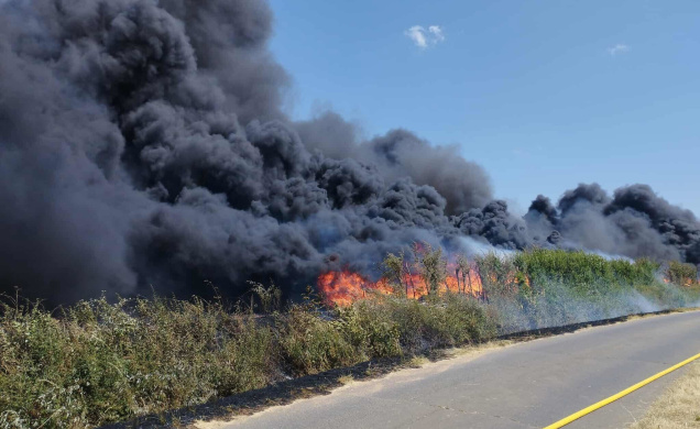 Les flammes se propagent rapidement à cause du vent.
