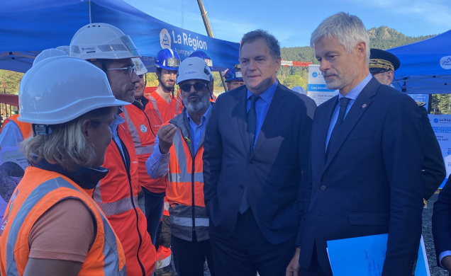Le ministre des Transports Philippe Tabarot et Laurent Wauquiez sur le chantier