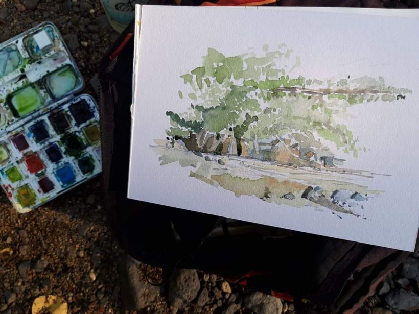 Stage aquarelle sur le motif en ce mois d'octobre à Aiguilhe