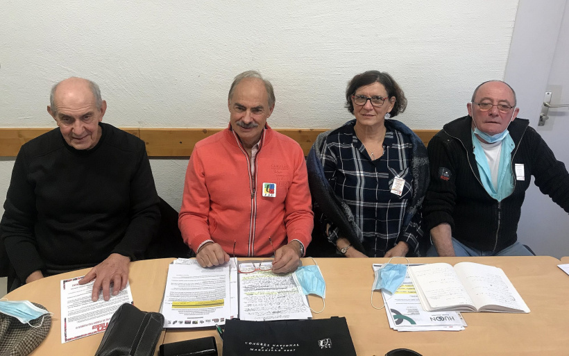 J.Déléage (FO), G.Ducarouge (FSU), S.Bouquet (CGT) et D.Boyer (CGT). 