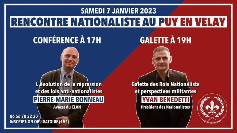 Une rencontre nationaliste est organisée le samedi 7 janvier 2023. 