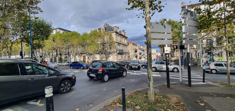 Les bouchons dans le centre-ville de Clermont-Ferrand.