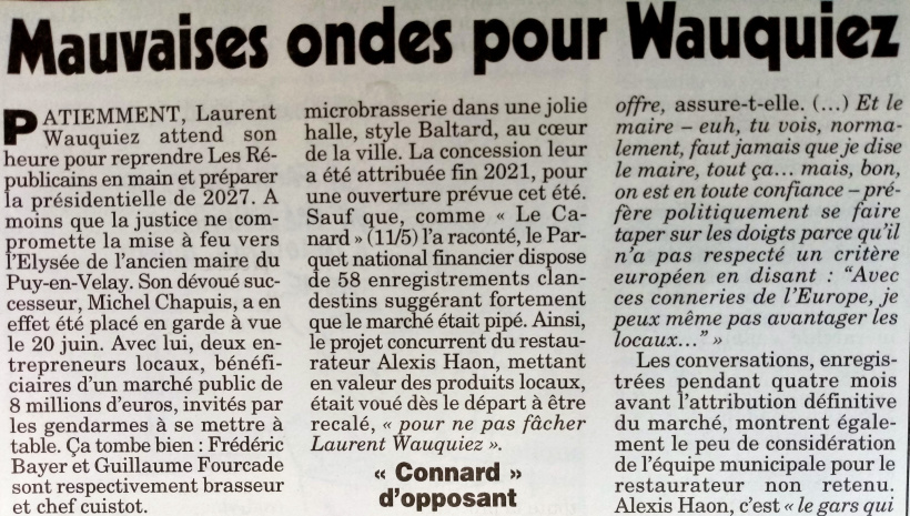 Extrait du Canard Enchainé du 29 06 2022.