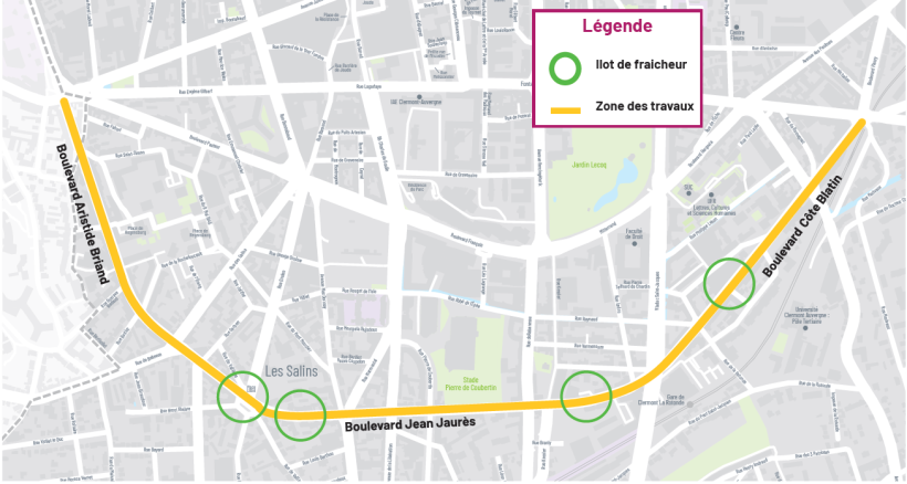 Le plan du linéaire prévu pour les travaux des boulevards sud.