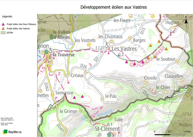 Développement éolien aux Vastres.